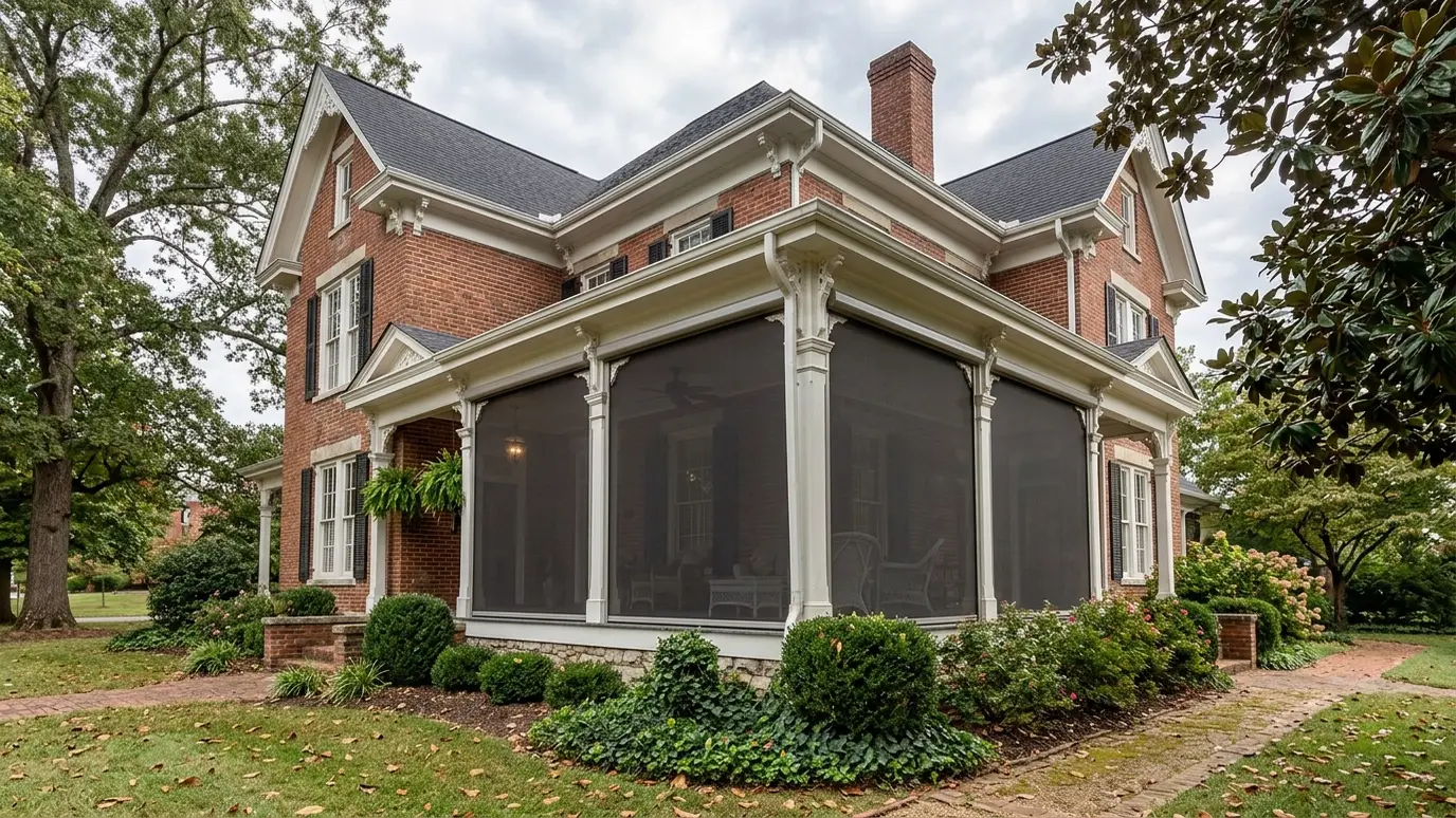 A Tennessee covered patio with motorized retractable screens in Columbia