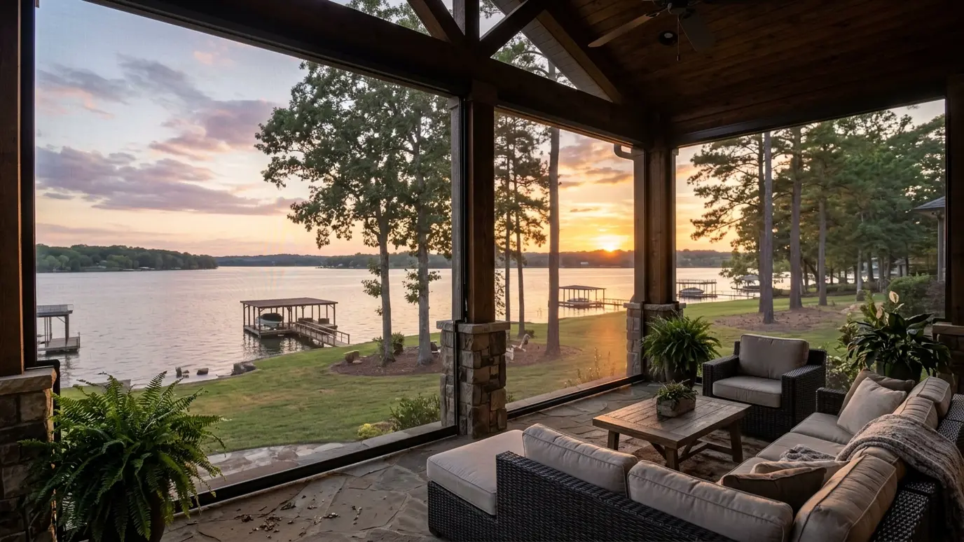 A Tennessee covered patio with motorized retractable screens in Hendersonville