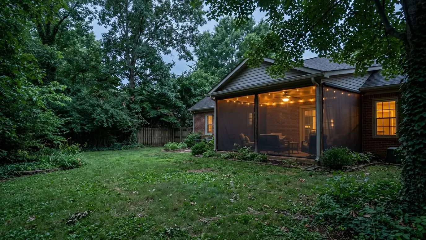 A Tennessee covered patio with motorized retractable screens in Hermitage