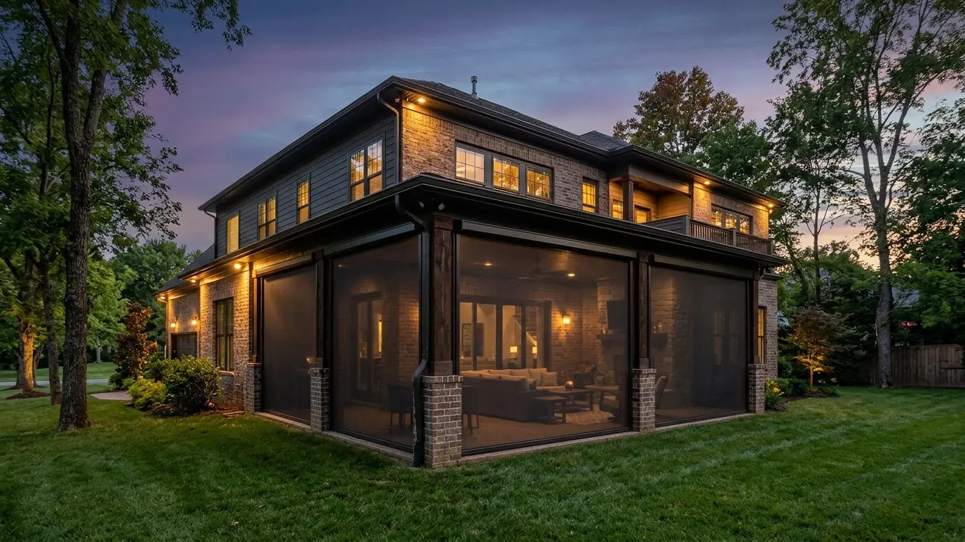 A Tennessee covered patio with motorized retractable screens in Mt. Juliet