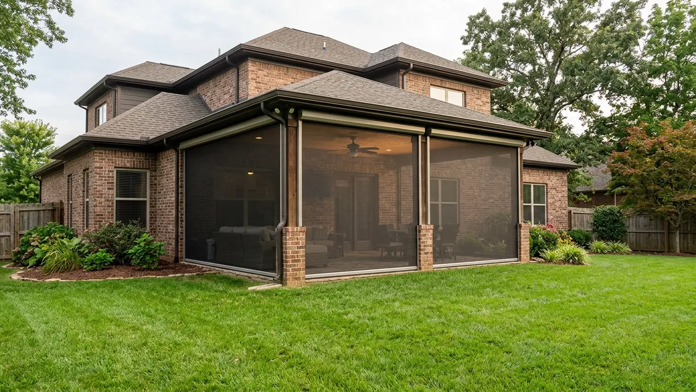 A Tennessee covered patio with motorized retractable screens in Murfreesboro